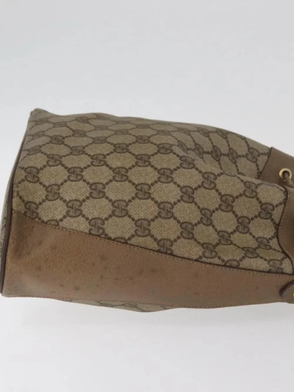 GUCCI GG Supreme Web Sherry Line Bag PVC Beige Gold 41 02 034 Auth 181983 - Picture 3 of 15